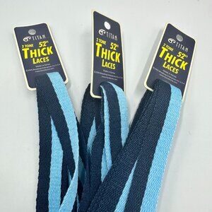 Titan Thick Shoe Laces Blue 50 Inch Flat Wide Replacement Lot Of 3